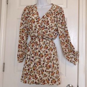 Womens Dresses Allover Floral Bishop Sleeve Smock Dress